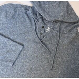 NICOBY Men's Hoodie Sweater Pullover Knit Blue 1/4 Button XXL